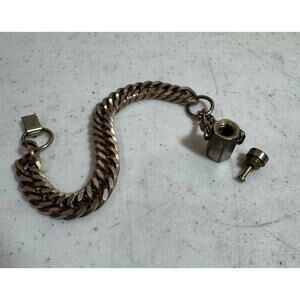 Vintage Gold Plated / Filled Heavy Chain Bracelet Perfume Charm Bottle Urn